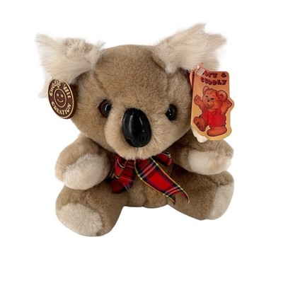 Vintage 1991 Cuddle Wit Soft & Cuddly Plush Koala Bear Toy Tartan Bow Plaid