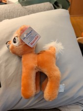 Vintage Walt Disney Productions Bambi Fawn Deer Plush Stuffed Animal With Tag