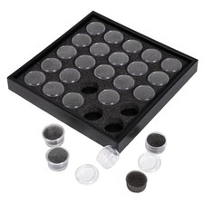 25 Gem Display Case Diamond Gemstone Storage Box, Small Round Plastic Contain...