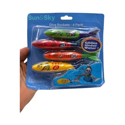 Sun & Sky Dive Rockets Pool Toys Kids Underwater Swimming Training Game 4 Pack