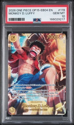 Graded 2026 One Piece Monkey D. Luffy #119 OP15 EB04 EN TCG PSA 10 Gem Mint