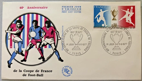 FRANCE 60E ANNIVERSAIRE COUPE DE FRANCE DE FOOTBALL 1977 FIRST DAY COVER PARIS