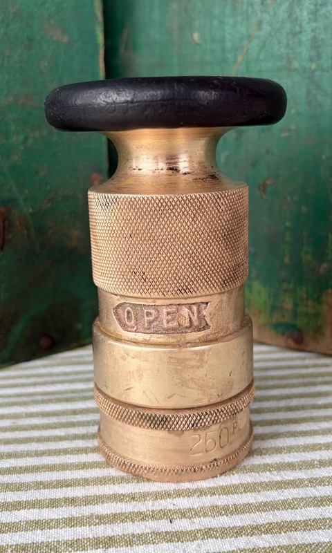 Vintage Powhatan Brass & Iron Works #250 Adjustable Brass Fire Hose Nozzle 1-3/4