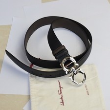 Ferragamo Reversible/adjustable Men's belt  Silver finish Gancini buckle 120cm