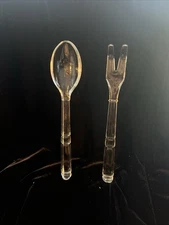 Crystal Glass Salad And Fork Serving Set