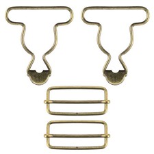 2 Sets Metal Overalls Buckles Replacement X, Gold