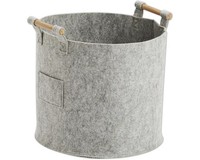 Aufbewahrungskorb, Filz/Holz, Grau 32,5X35 Cm