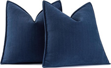 Pack of 2 Navy Blue Decorative Pillow Covers 18x18 Inch Soft Chenille Luxurious
