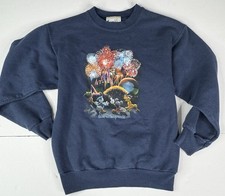 Vintage Kids Medium Walt Disney World Crewneck Sweatshirt Navy Castle 90  s Read