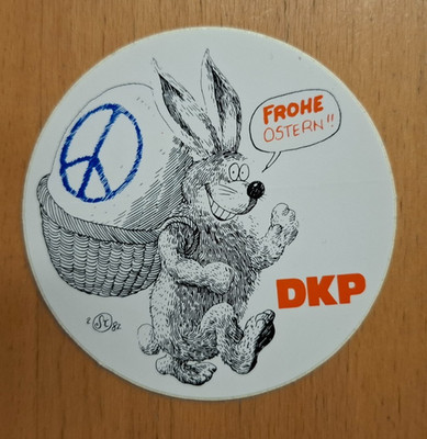 Aufkleber ''DKP - FROHE OSTERN'', 80er Jahre, 6,5 cm Durchmesser
