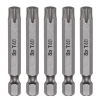 "5Pcs FüR T40 Magnetic Torx Screwdriver Bit 1/4\" Hex Shank 50Mm Length S2 Steel"