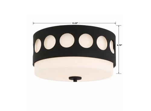 Crystorama Lighting Group KIR-B8100 Kirby 2 Light 13"W Flush - Black - Picture 4 of 12