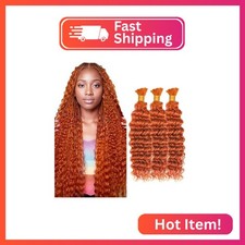 Orange Ginger Boho Human Hair Deep Wave Bulk 28 28 28 Inch Ginger Human Braiding