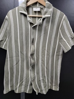 Larsson & Co Premium  Stripe Button Short Sleeve Casual Relaxed Shirt Mens Sz: M