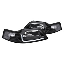 For Ford Mustang 1999-2004 Lumen 87-1002233 Black Led Drl Bar Euro Headlights