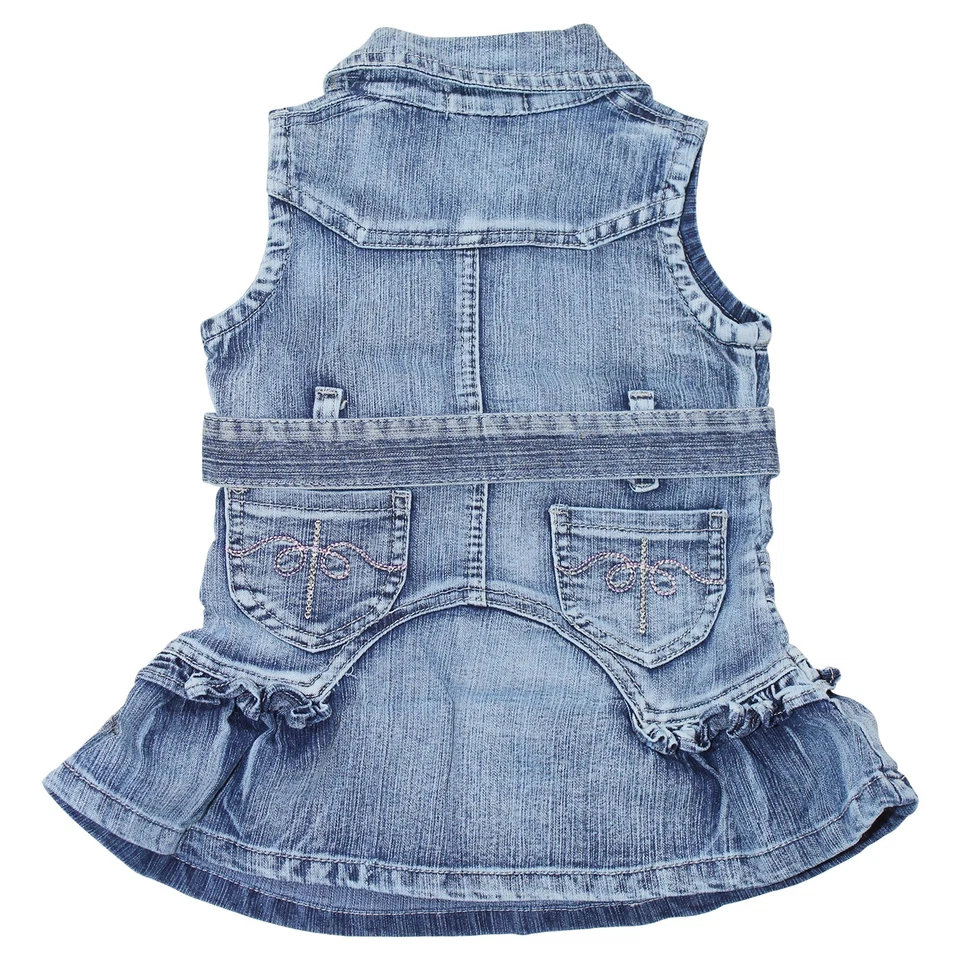 Kinder Mädchen Rock Kleid Jeansrock Sommerkleid Mädchenkleid Jeanskleid Blau - Bild 3 von 3