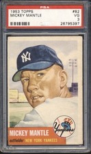 1953 Topps Baseball Mickey Mantle SP #82 PSA 3 NEW YORK YANKEES VG HOF