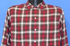 vintage 50s MCGREGOR RED GREEN PLAID LOOP COLLAR MEN'S BUTTON DOWN SHIRT L