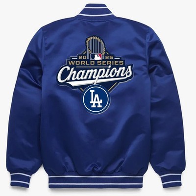 LA Dodgers 2025 Baseball Champions Blue Satin Varsity Bomber fan Jacket