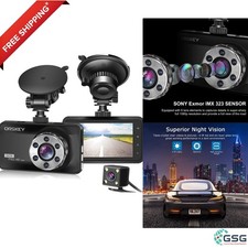Full HD Front and Rear Dash Cam with G-Sensor and Loop Recording - 3" LCD
