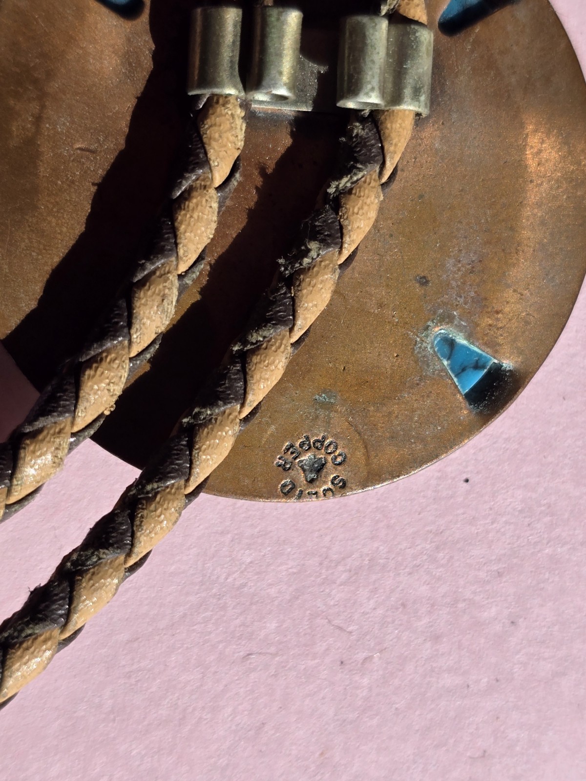 Solid copper with turquoise Thunderbird western n… - image 4