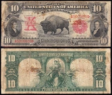 Nice Circ SCARCE 1901 $10 "BISON" US Legal Tender Note! FREE SHIPPING! A5009838