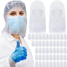 200 Pcs Disposable Hair Nets,Bouffant Hoods, Full Face Beard Hair Net for Foo...