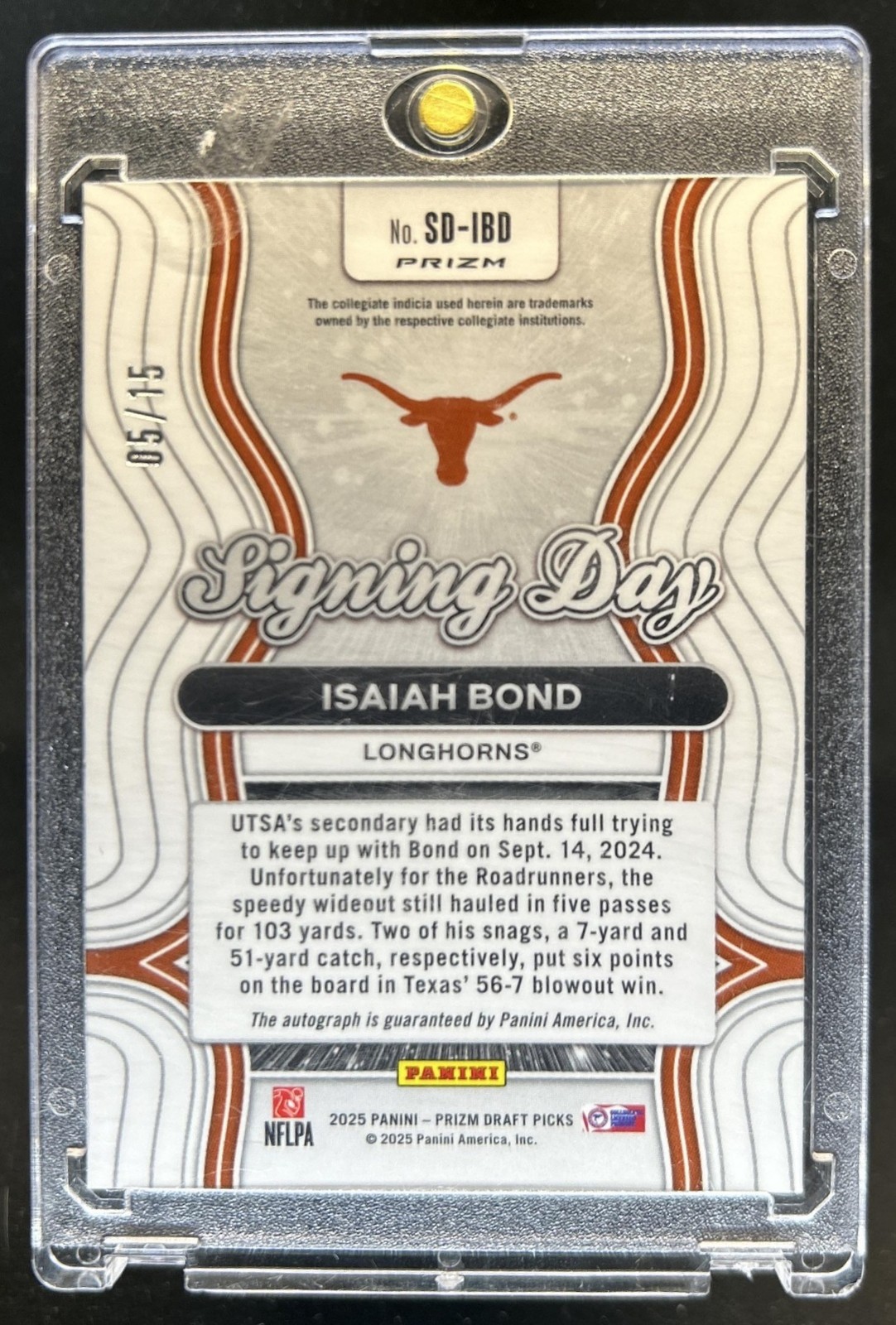 2025 Panini Prizm Draft Picks Isaiah Bond Signing Day RC Gold Shimmer Auto #/15 view 2