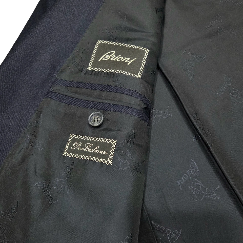 Chaqueta Blazer Brioni Para Hombre Talla 50L US Parlamen 2 Botones Azul Marino Cachemira  Foto 3 de 4