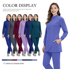 2026 Long Sleeve Zipper Tops Medical Scrubs Nursing Uniform Set Women Hospital