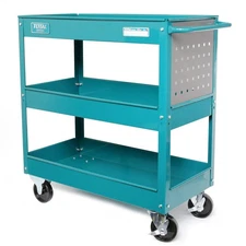 3 Tray Tool Wheeled Storage Cart Utility Trolley Organizer Garage Workshop