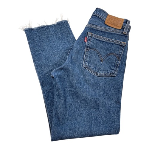 Levi's Premium Wedgie Straight Jeans Women's 25 High Rise Blue Denim Button Fly