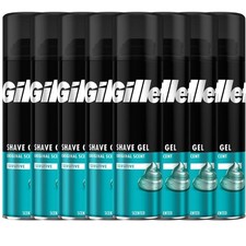 Gillette Men Shave Gel Sensitive Skin Face Body Soft Clean 8 x 200ml 17.49 per litre