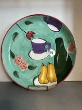 Caleca Hand Painted Ceramic 13.5” Fruit Design Bowl Pasta Decor