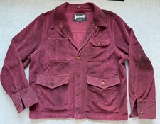 Vintage Schott N.Y.C. Maroon Corduroy Chore Jacket Size XL 4 Pocket Front Blazer