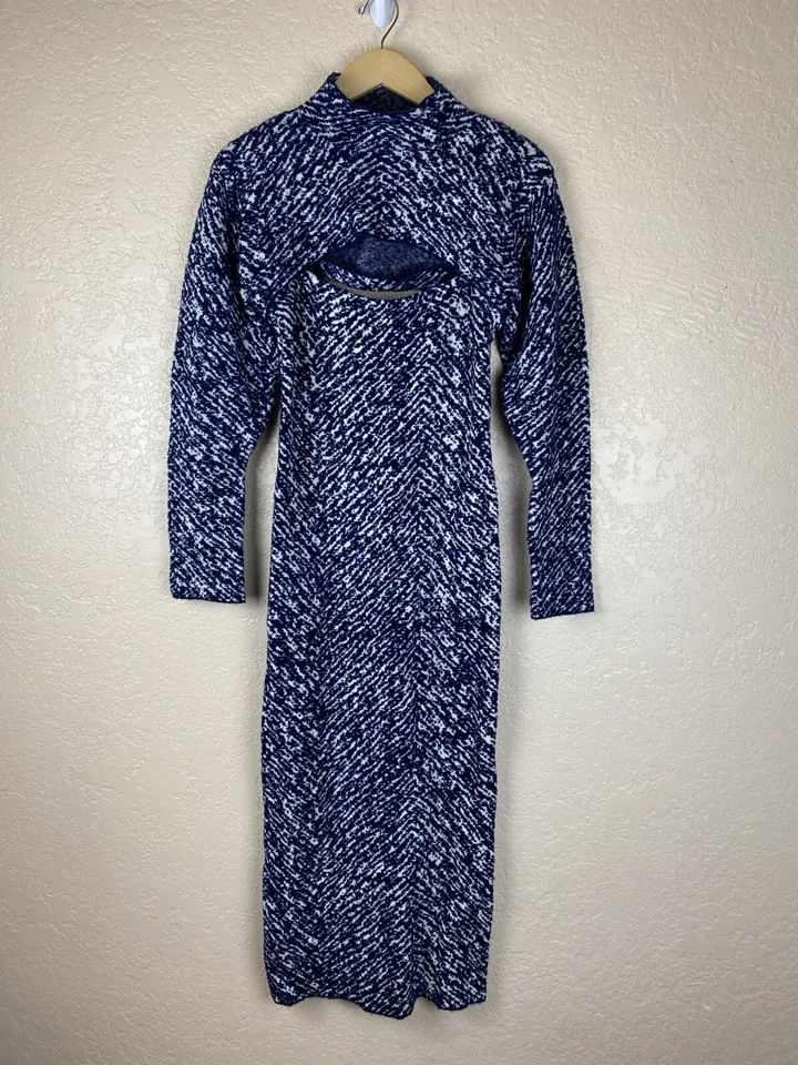 Vestido Vaina 3.1 Phillip Lim M Jacquard Mezcla Lana Midi Azul Tejido 2 en 1 Suéter Foto 3 de 4
