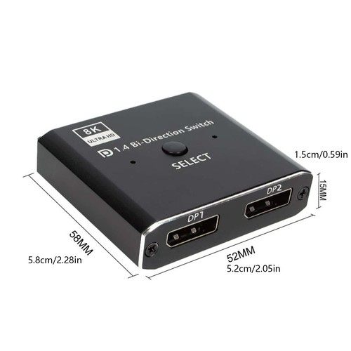 HD Bi-directional Splitter Switcher 2X1 1X2 8K 4K DP 1.4 Displayport Switch - Picture 3 of 15