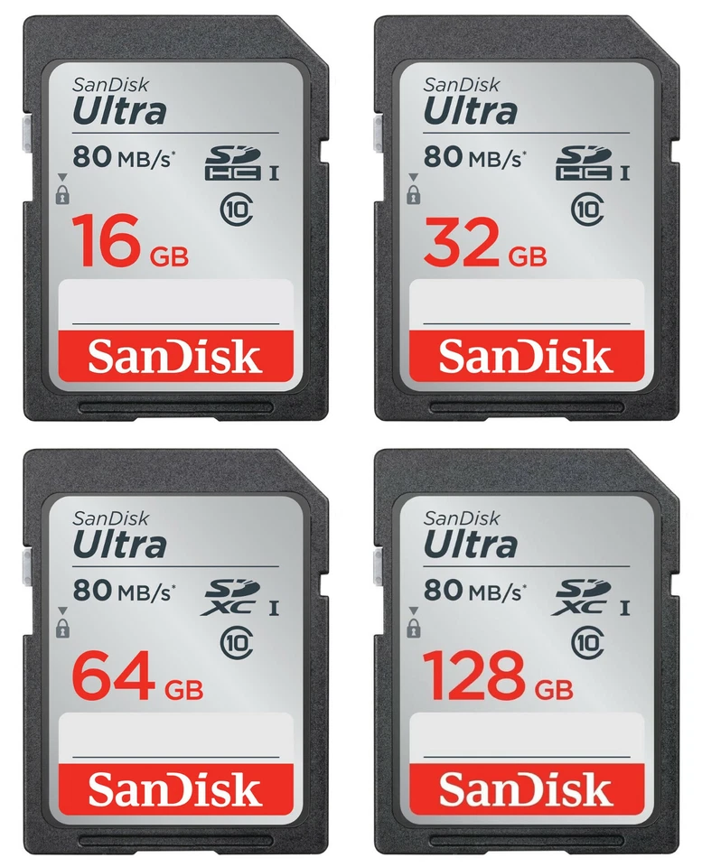 SD, SDHC, SDXC Speicherkarte SanDisk Ultra Class10 - 16GB 32GB 64GB 128GB