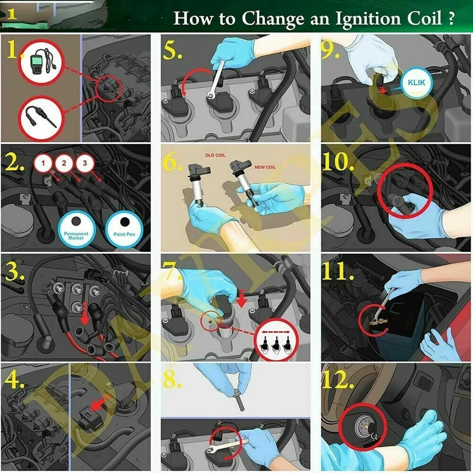 Paquete de 6 bobinas de encendido para Toyota RAV4 Camry Lexus RX350 ES350 3,5 L UF487 C1601 Foto 3 de 4