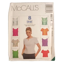 McCall's 8814 Pattern Misses' Tops Semi-fitted Short Sleeves Pockets C 10-14 UC