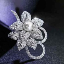 Luxury Fashion Elegant Faux Pearl Flower Brooches Pins Women Girls Gorgeous