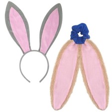 Bunny Ears Set - Grey Bendable Bunny Ears Headband and Brown Floppy Bunny Ear...