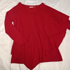 soft surroundings Madison Cape asymmetrical hem red long sleeve tunic top