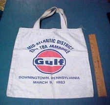 Vintage 1983 Gulf Oil Mid-Atlantic District TBA Jamboree Cloth Advertising Bag !
