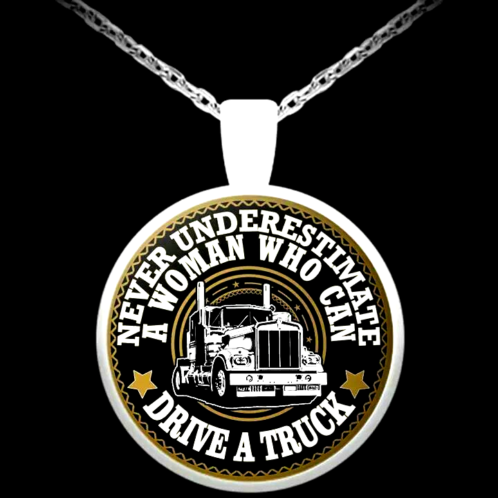 WOMAN TRUCK DRIVER Pendant Sterling 925 Silver 18
