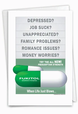 1 Funny Birthday Greeting Card - Bday Fukitol - Envelope Included, US-Made