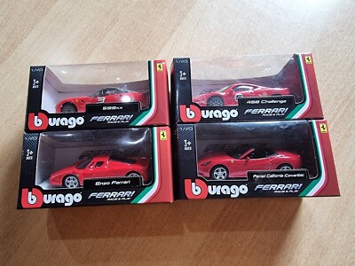  4 Modelautos 1:43  Burago - Enzo Ferrari - California - 458 Challenge- 599xx