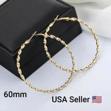 New 60 mm Simple Spiral Big Hoop Earrings Women Statement Fashion Large Circle