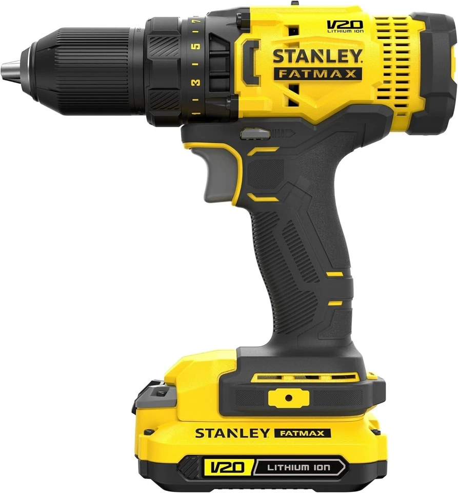 Stanley FatMax V20 Trapano Avvitatore 18V 2 Batterie Litio 2Ah Con 100 Accessori - Immagine 2 di 4