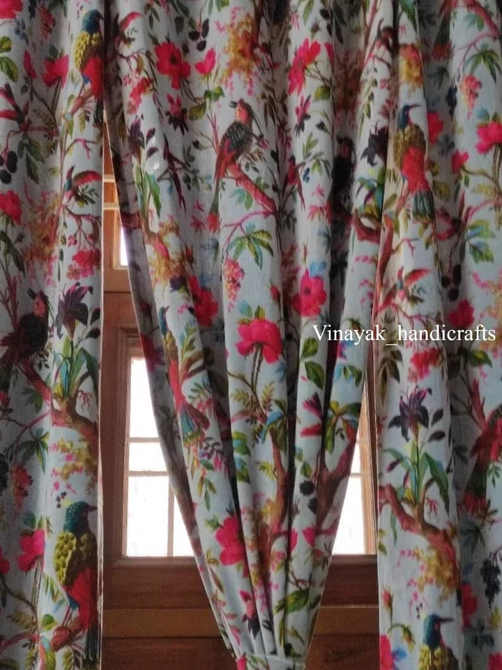 2 PIEZAS CORTINA DE TERCIOPELO DE ALGODÓN INDIO VINTAGE CORTINA DE VENTANA CORTINA DE PUERTA GRIS Foto 3 de 4